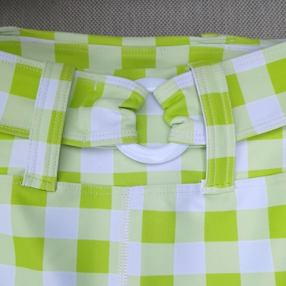 Year of Ours Lime Gingham Belted Biker Short NEW- Sz. Sm - Picture 3 of 10